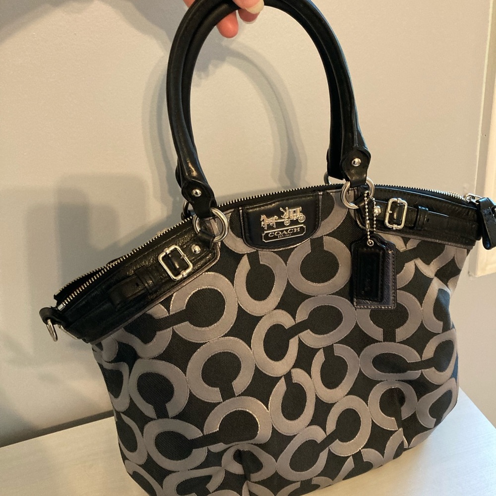 Coach black and gray signature purse
